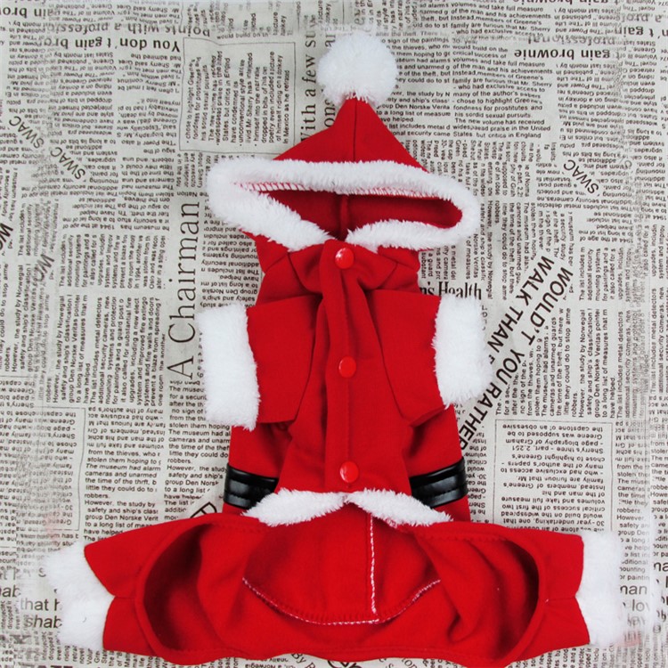New Santa Four Legs Dog Costume Christmas Pet Clothes Winter Hoodie Coat Clothes for Dog Pet - M-2