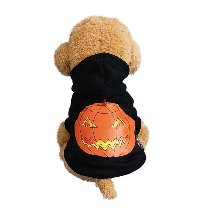 LED Costume Pumpkin Pattern Puppy Black Clothes Halloween for Pet - Black / S-2