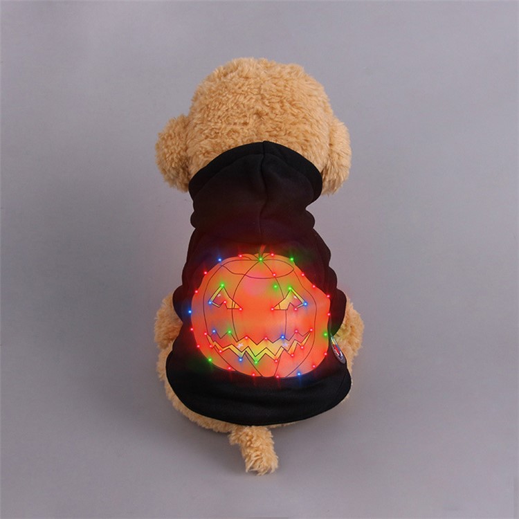 LED Costume Pumpkin Pattern Puppy Black Clothes Halloween for Pet - Black / S-5