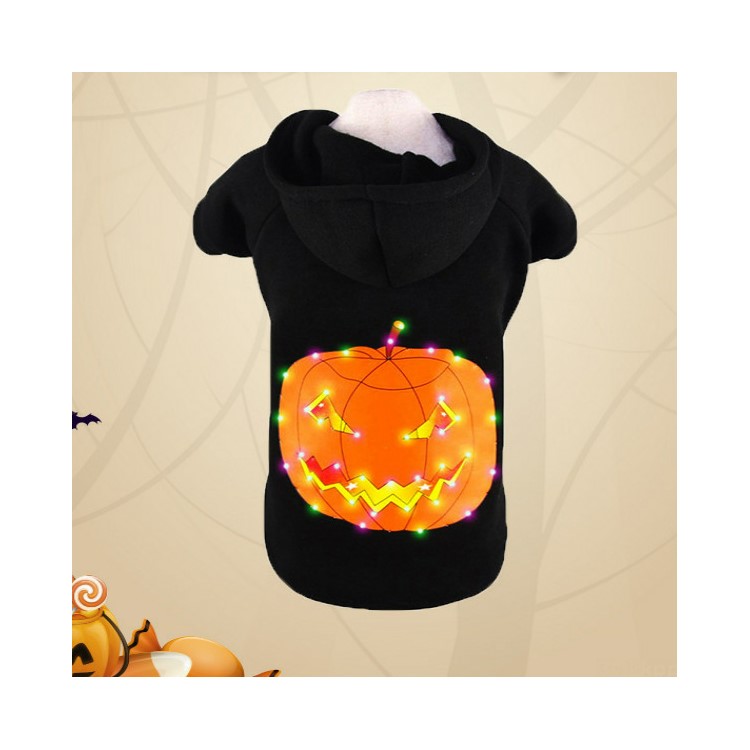 LED Costume Pumpkin Pattern Puppy Black Clothes Halloween for Pet - Black / S-6
