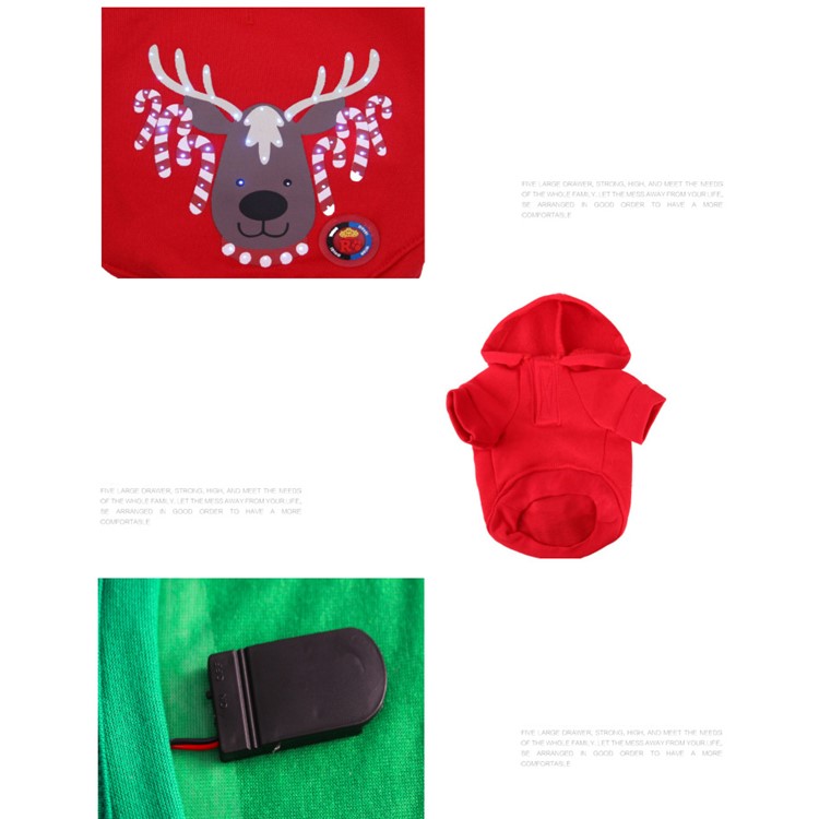 LED Costume Deer Puppy Clothes Christmas for Dog and Cat - Red / S-5