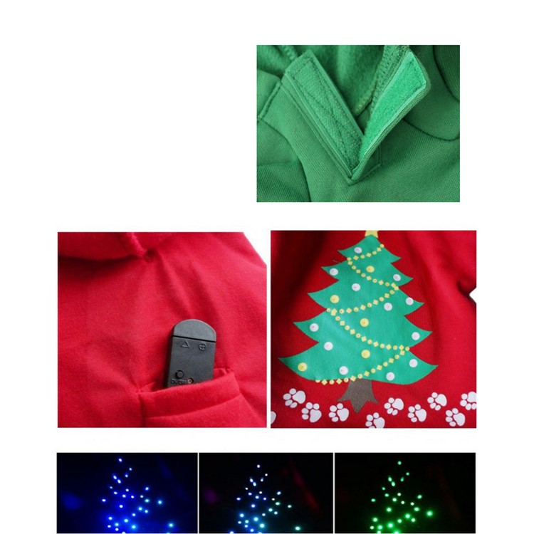 LED Costume Deer Puppy Clothes Christmas for Dog and Cat - Red / S-6