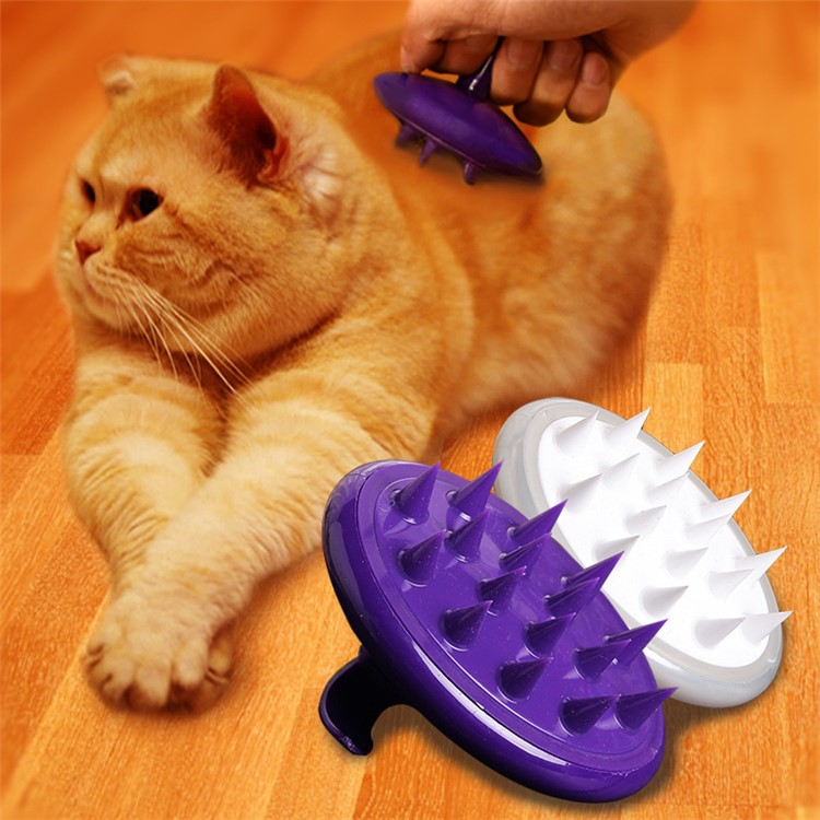 Cat Dog Brush Ultra-Soft Silicone Pins No Scratching Pet Grooming Tool Shedding Massage - White-15