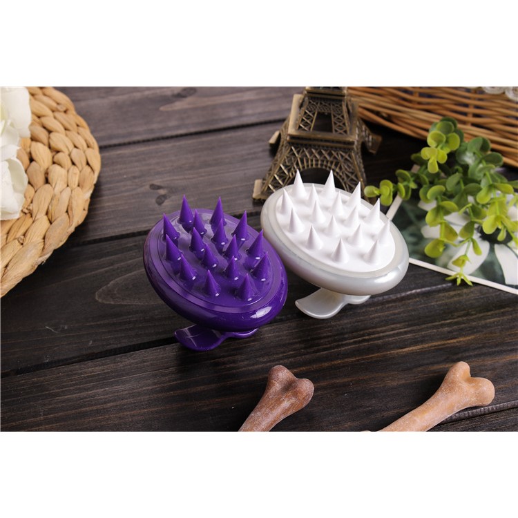 Cat Dog Brush Ultra-Soft Silicone Pins No Scratching Pet Grooming Tool Shedding Massage - White-5