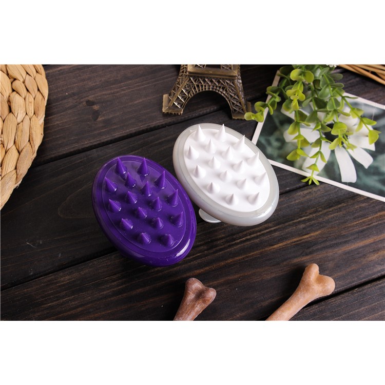 Cat Dog Brush Ultra-Soft Silicone Pins No Scratching Pet Grooming Tool Shedding Massage - White-6