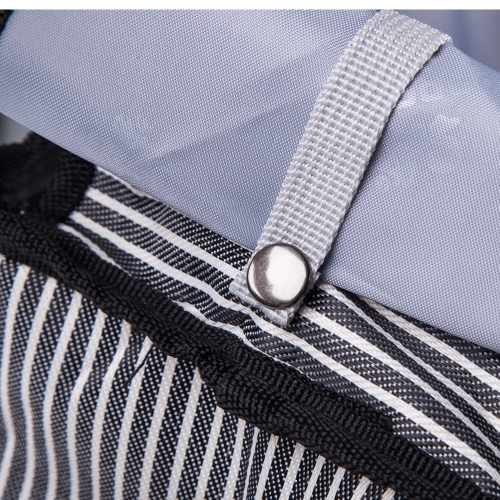 Fashion Stripe Pet Dog Cat Kitty Outdoor Travel Oxford Shoulder Bag Carry Bag - Grey / Size: M-7