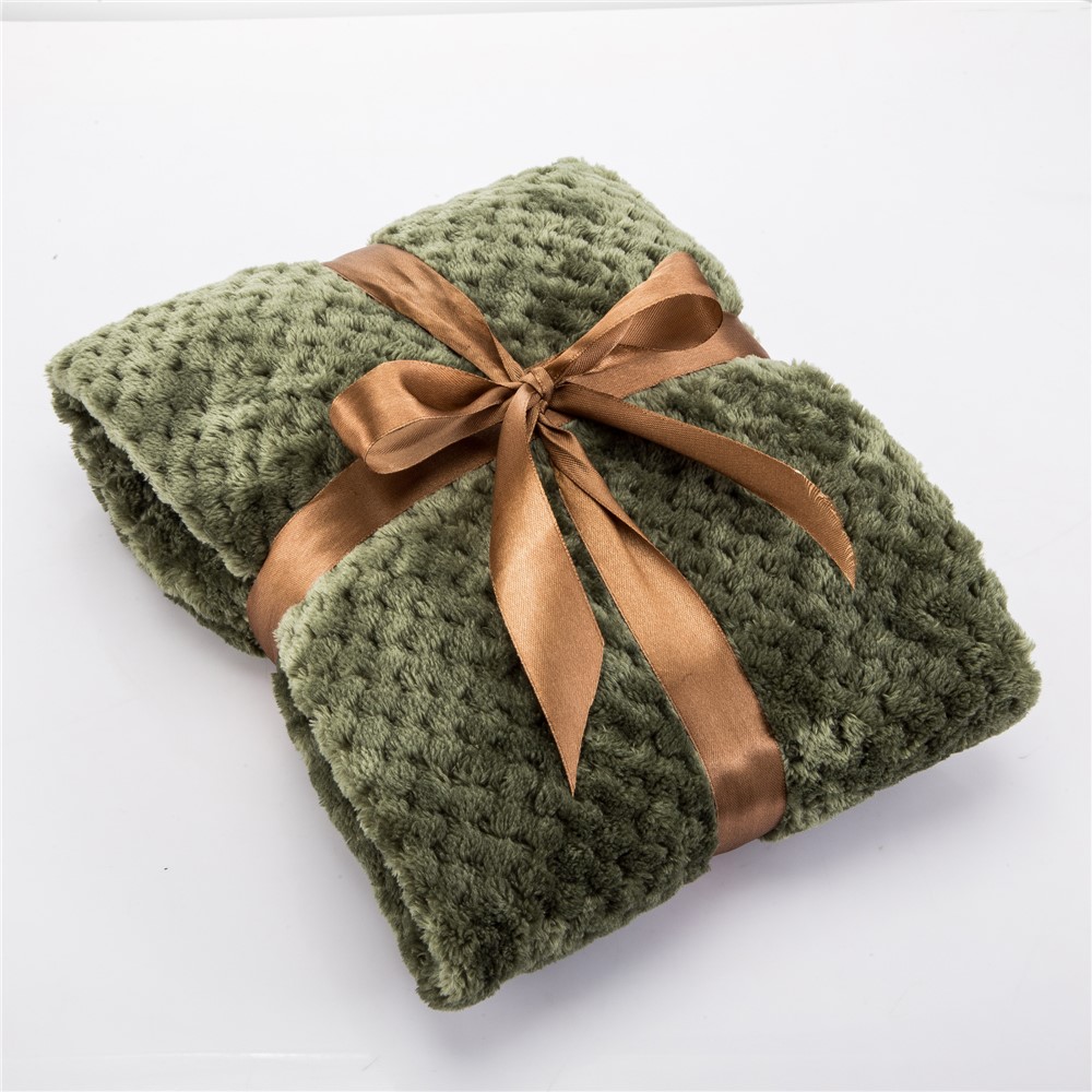 Pure Color Bead Mesh Soft Coral Fleece Blanket Carpet for Pet - Green-3