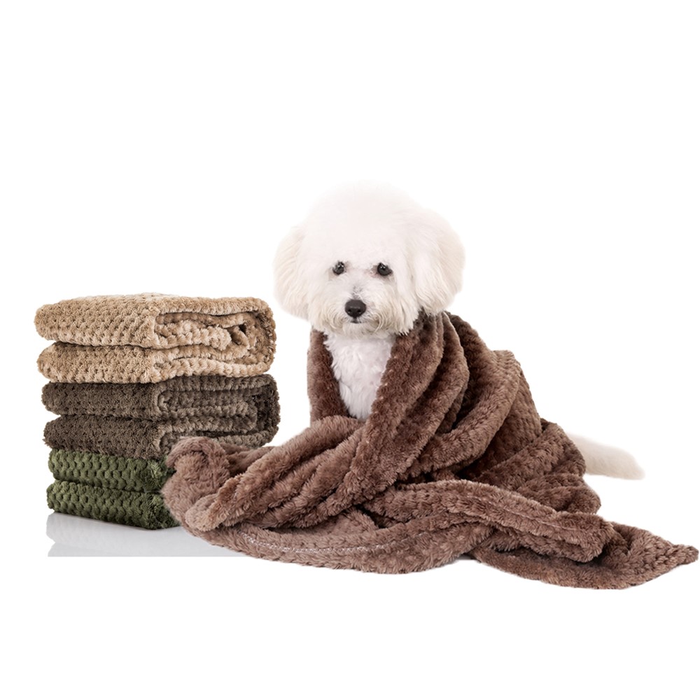 Pure Color Bead Mesh Soft Coral Fleece Blanket Carpet for Pet - Green-5