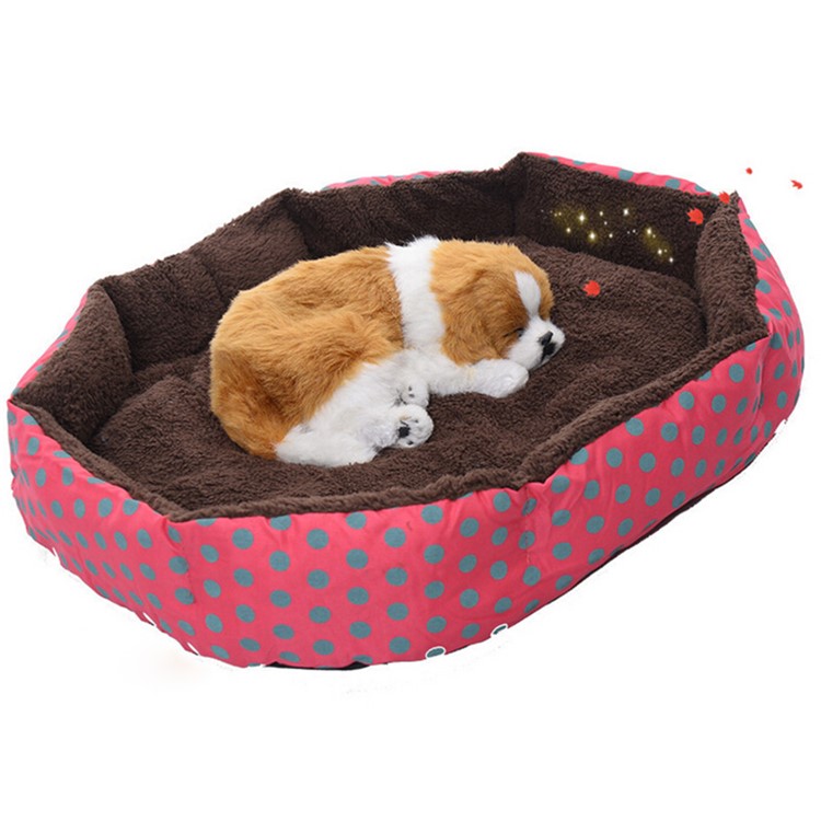 Washable Small Octagonal Dot Dog Kennel Cat Super Soft Cotton Sleep Bag Pet Nest - Rose-1