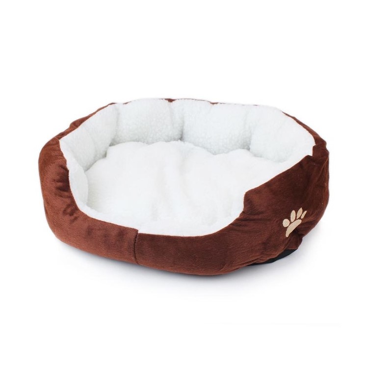 Puppy Dog Cat Pad Bed Fleece Cozy Plush Mat Nest - Coffee-2