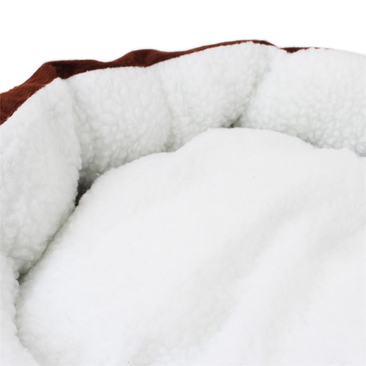 Puppy Dog Cat Pad Bed Fleece Cozy Plush Mat Nest - Coffee-3