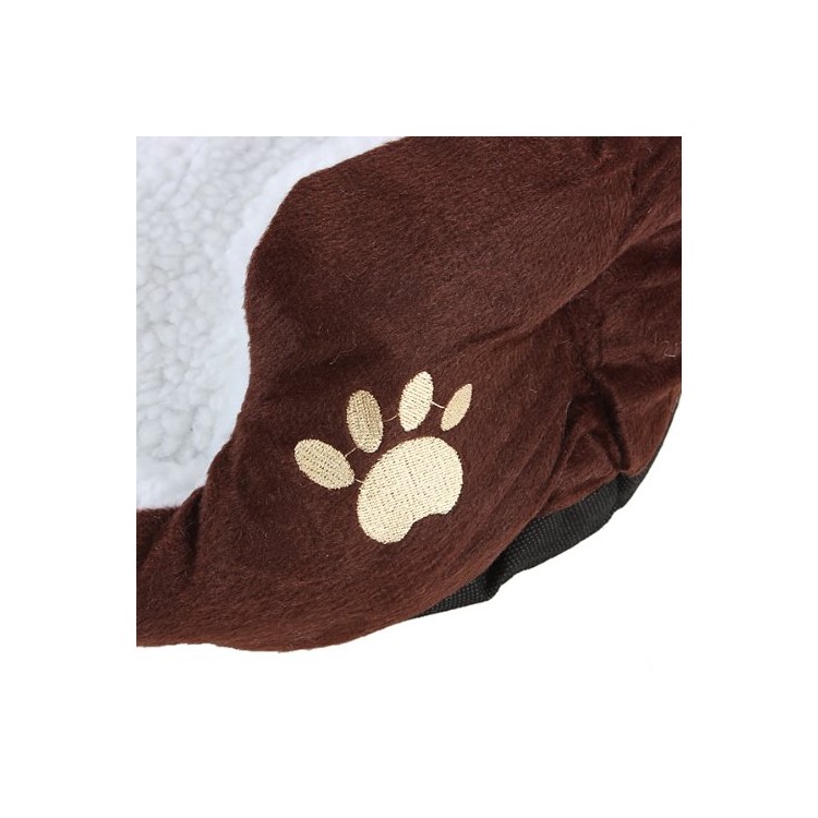 Puppy Dog Cat Pad Bed Fleece Cozy Plush Mat Nest - Coffee-4