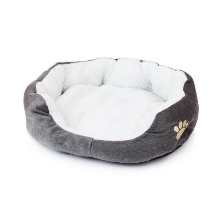 Pet Bed Soft Warm Fleece Plush Dog Kennel Puppy Cat Sleeping Mat Pad - Grey-1