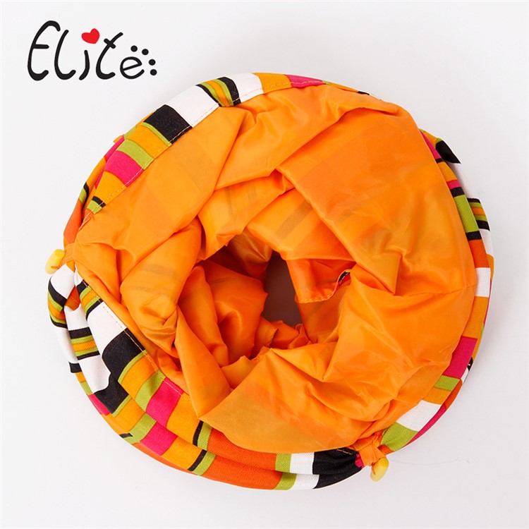 Foldable Colorful Stripes Creaker Cat Tunnel Play Toy with Holes and Dangling Ball-5