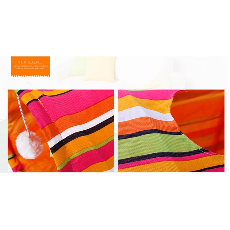 Foldable Colorful Stripes Creaker Cat Tunnel Play Toy with Holes and Dangling Ball-7