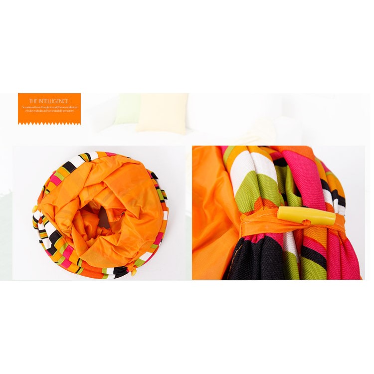 Foldable Colorful Stripes Creaker Cat Tunnel Play Toy with Holes and Dangling Ball-9