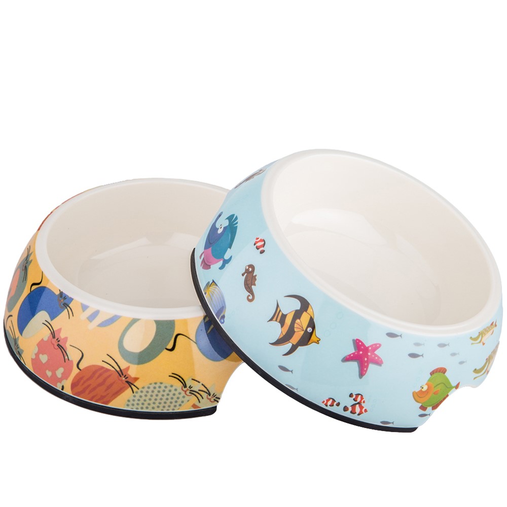 Pet Bowl Anti-slip Non-tip Rubber Cat Dog Kitten Puppy Food Water Feeder Dish - Orange-2