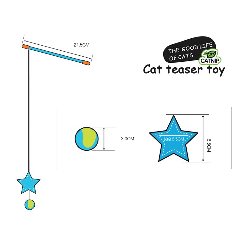 Tease Cat Toy Rod Ball with Star-6