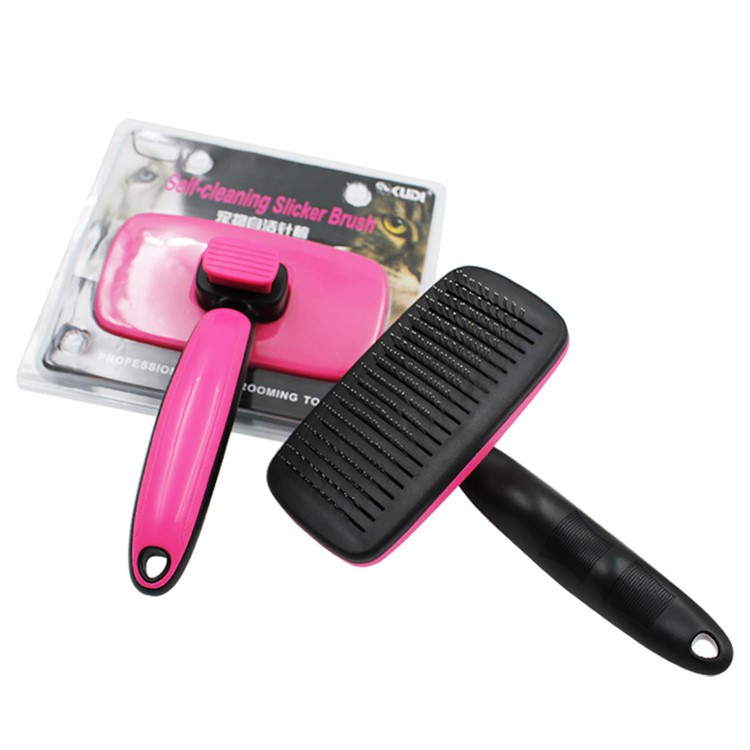 ABS + Stainless Steel Needles Pet Grooming Comb for Dogs and Cats - Pink-1