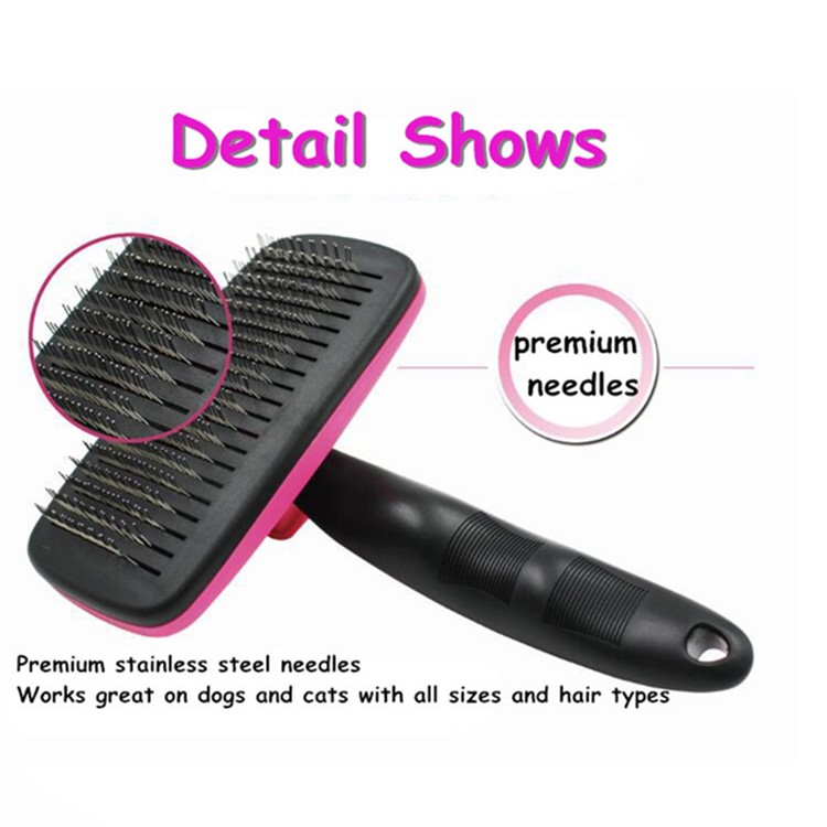 ABS + Stainless Steel Needles Pet Grooming Comb for Dogs and Cats - Pink-3