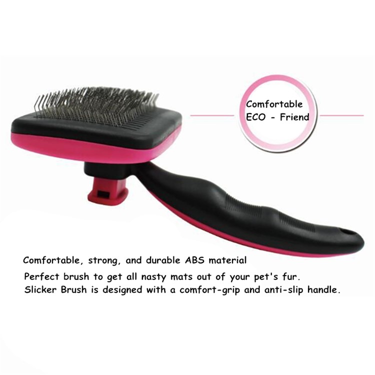 ABS + Stainless Steel Needles Pet Grooming Comb for Dogs and Cats - Pink-4