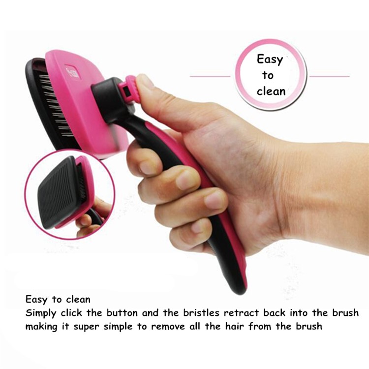 ABS + Stainless Steel Needles Pet Grooming Comb for Dogs and Cats - Pink-5
