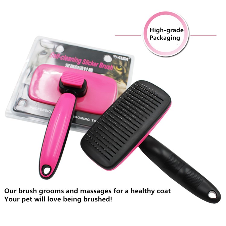 ABS + Stainless Steel Needles Pet Grooming Comb for Dogs and Cats - Pink-6