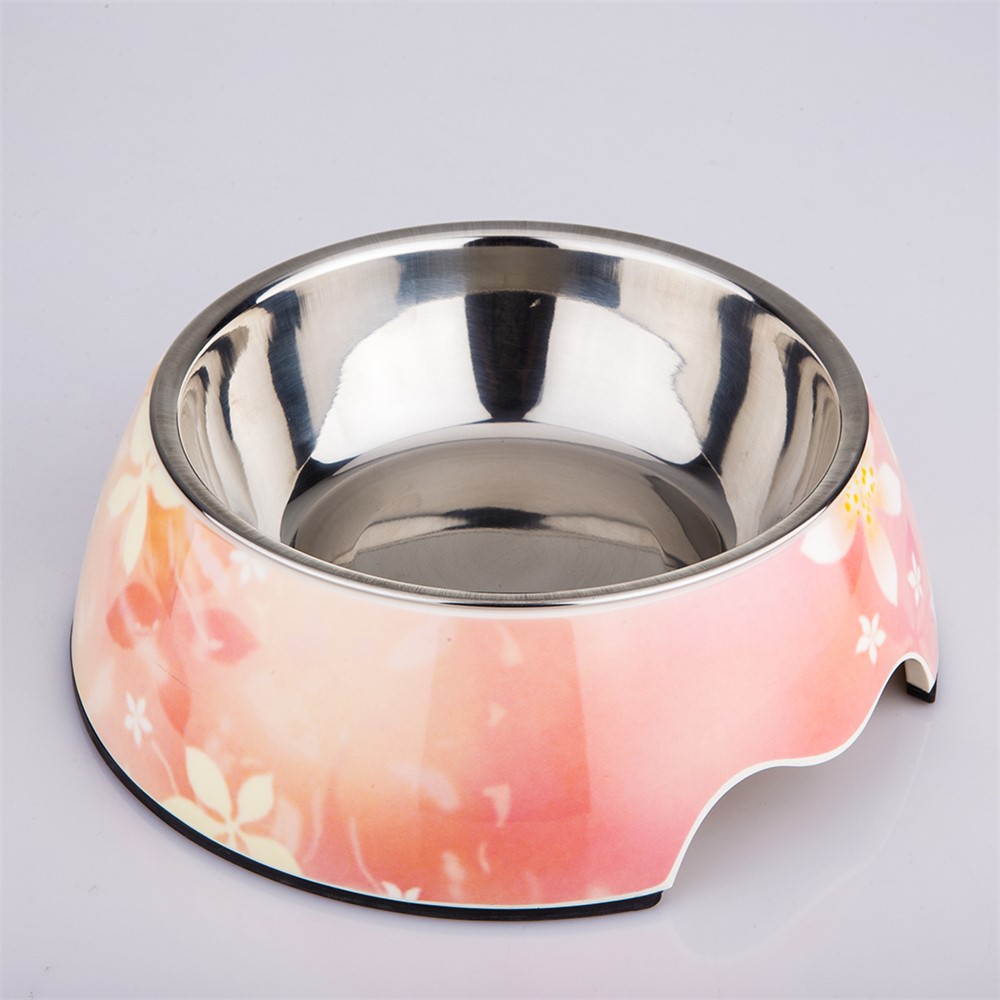 Sakura Pet Bowl Widen Anti-slip Non-tip Rubber Cat Dog Kitten Puppy Food Water Feeder Dish - L-1
