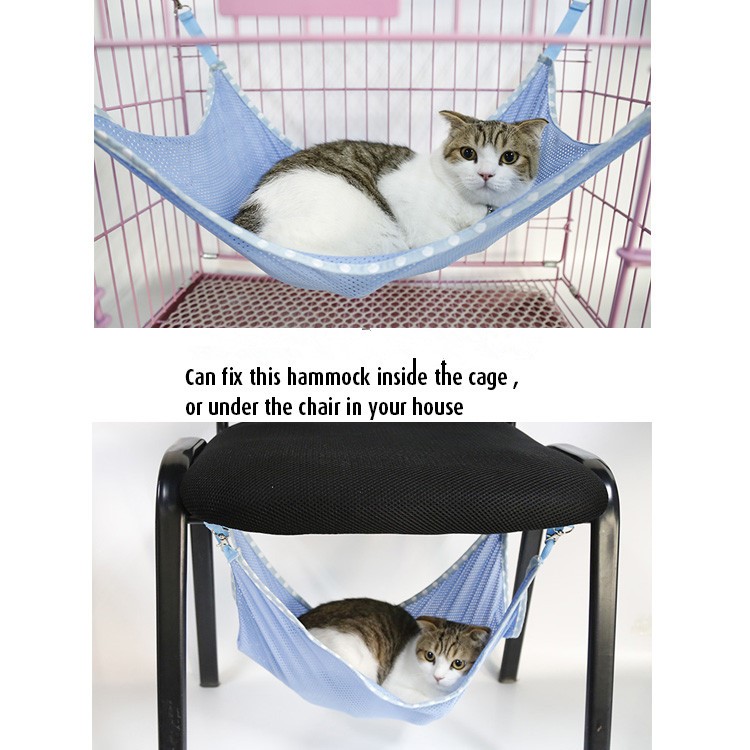 Cute Pet Hanging Bed Breathable Mesh Cat Cage Hammock Bed Mat - S / Pink-4
