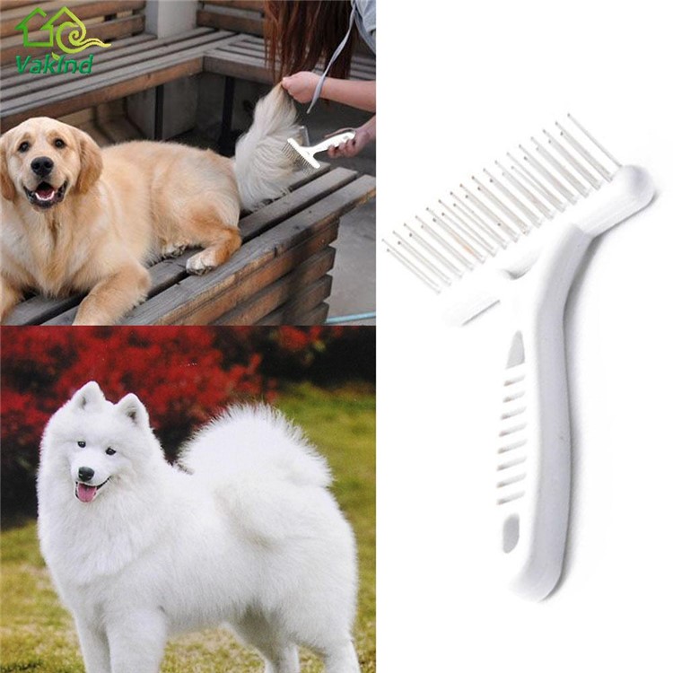 Pet Grooming Rake Comb for Dogs Cats and Other Pets Great Shedding Tool - White-1