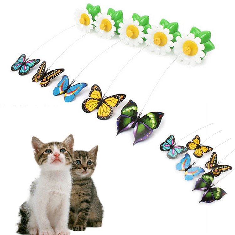 Electric Active Cute Interactive Cat Toy Pet's Toy Cat Teaser Stick - Butterfly-3