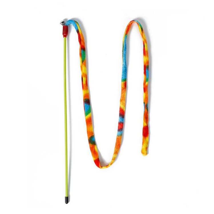 Cat Toy Active Teaser Cat Toy Tease Stick with Ribbon - Rainbow-3