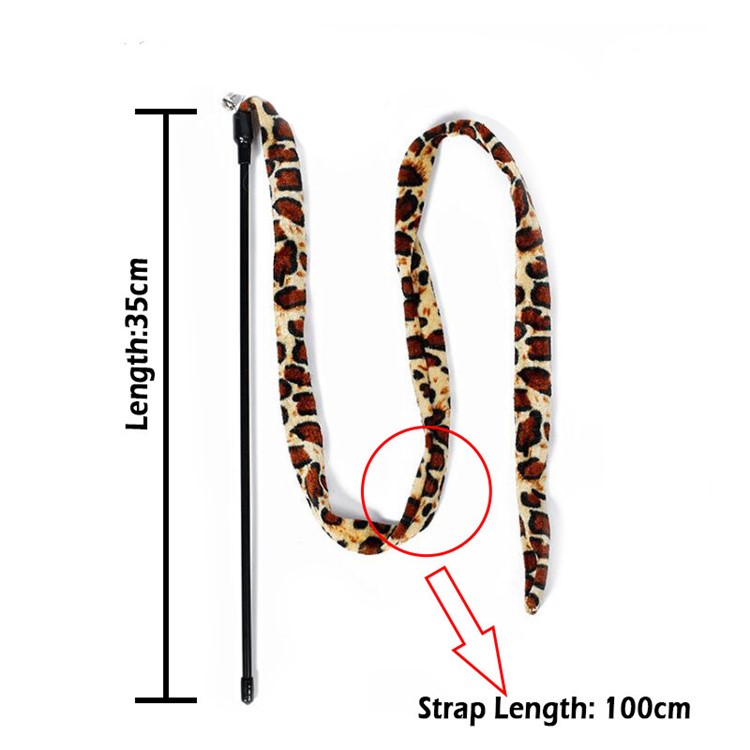 Cat Active Teaser Cat Toy Tease Stick with Ribbon - Leopard Print-3