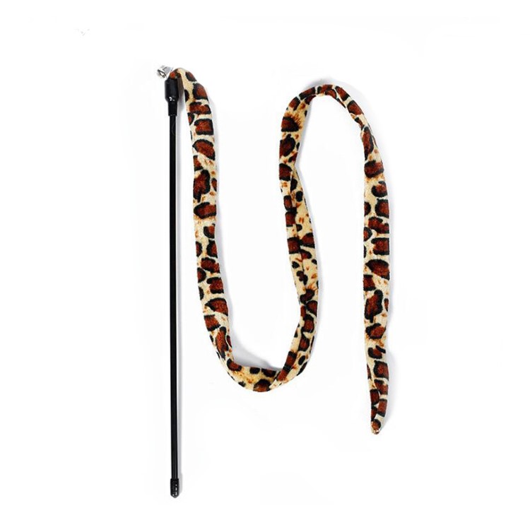 Cat Active Teaser Cat Toy Tease Stick with Ribbon - Leopard Print-4