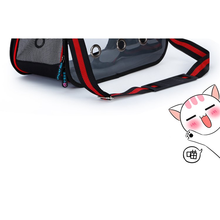 Portable Transparent Pet Bag Outdoor Travel Cat Dog Carry Bag Shoulder Bag, Size: S - Red-10