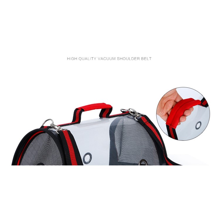 Portable Transparent Pet Bag Outdoor Travel Cat Dog Carry Bag Shoulder Bag, Size: S - Red-11