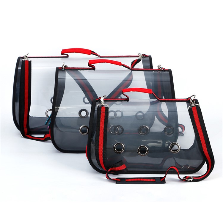 Portable Transparent Pet Bag Outdoor Travel Cat Dog Carry Bag Shoulder Bag, Size: S - Red-13