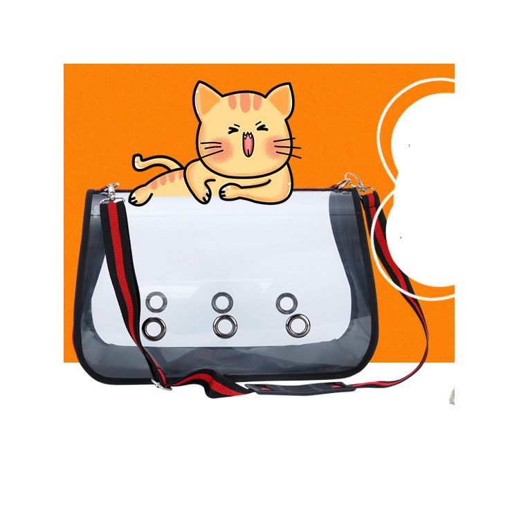 Portable Transparent Pet Bag Outdoor Travel Cat Dog Carry Bag Shoulder Bag, Size: S - Red-14
