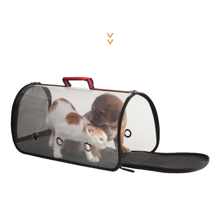 Portable Transparent Pet Bag Outdoor Travel Cat Dog Carry Bag Shoulder Bag, Size: S - Red-15