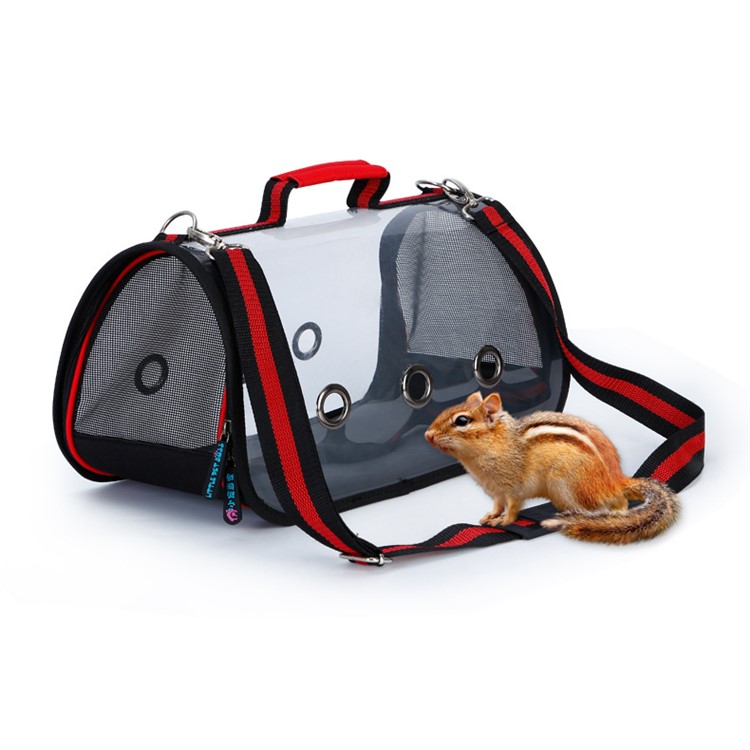 Portable Transparent Pet Bag Outdoor Travel Cat Dog Carry Bag Shoulder Bag, Size: S - Red-16