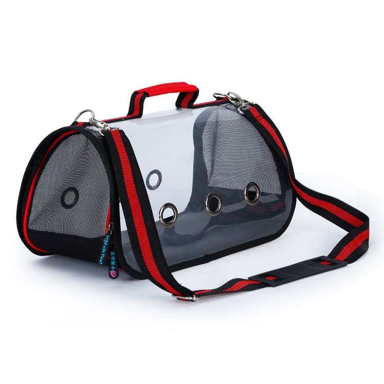 Portable Transparent Pet Bag Outdoor Travel Cat Dog Carry Bag Shoulder Bag, Size: S - Red-17