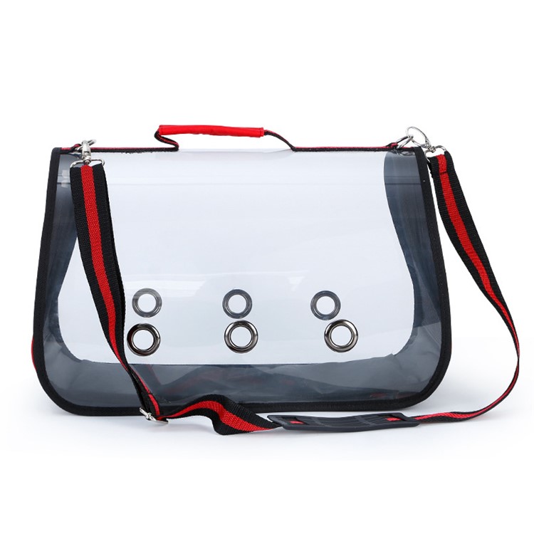 Portable Transparent Pet Bag Outdoor Travel Cat Dog Carry Bag Shoulder Bag, Size: S - Red-2