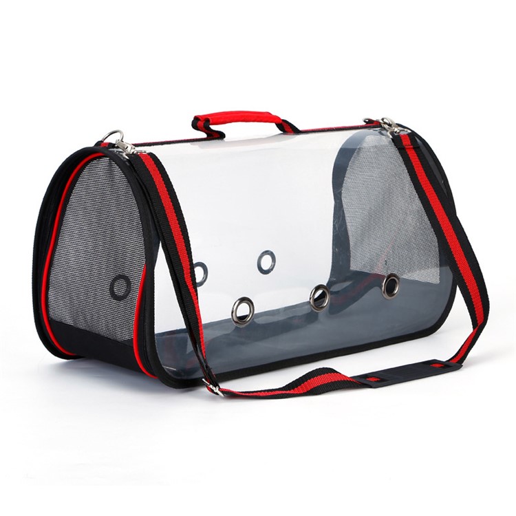 Portable Transparent Pet Bag Outdoor Travel Cat Dog Carry Bag Shoulder Bag, Size: S - Red-6