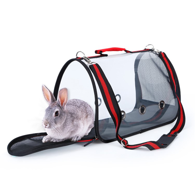 Portable Transparent Pet Bag Outdoor Travel Cat Dog Carry Bag Shoulder Bag, Size: S - Red-7