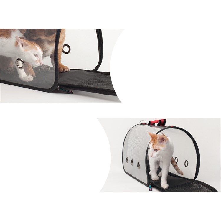 Portable Transparent Pet Bag Outdoor Travel Cat Dog Carry Bag Shoulder Bag, Size: S - Red-8