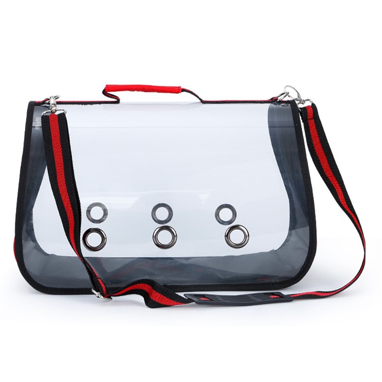Portable Transparent Pet Bag Outdoor Travel Cat Dog Carry Bag Shoulder Bag, Size: S - Red-9