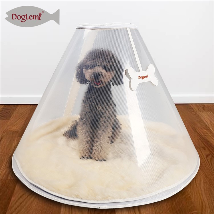 Washable Pet Cave Transparent Dog Cat Igloo House with Removable Cushion - White-1