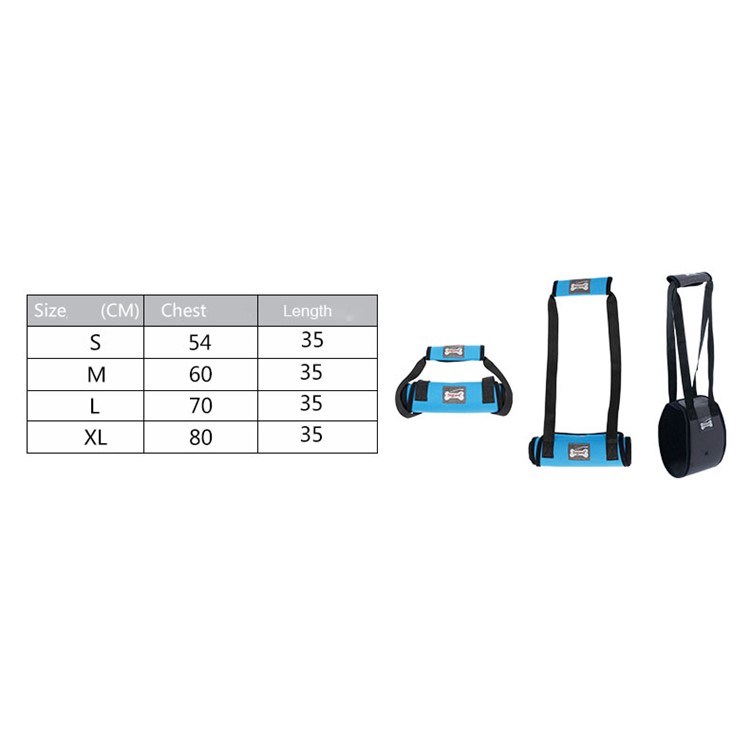 Canine Aid Dog Lift Harness with Handle Rehabilitation Harness Dog Walking Auxiliary Strap - Blue / Size: S-18