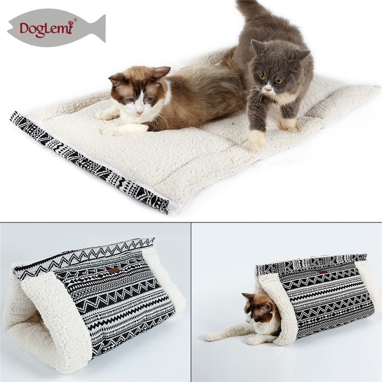 Cat Rustling Sack Functional Winter Warm Cat Pet Cave Mat - Black-1
