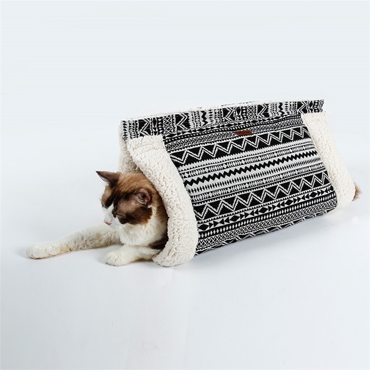 Cat Rustling Sack Functional Winter Warm Cat Pet Cave Mat - Black-3